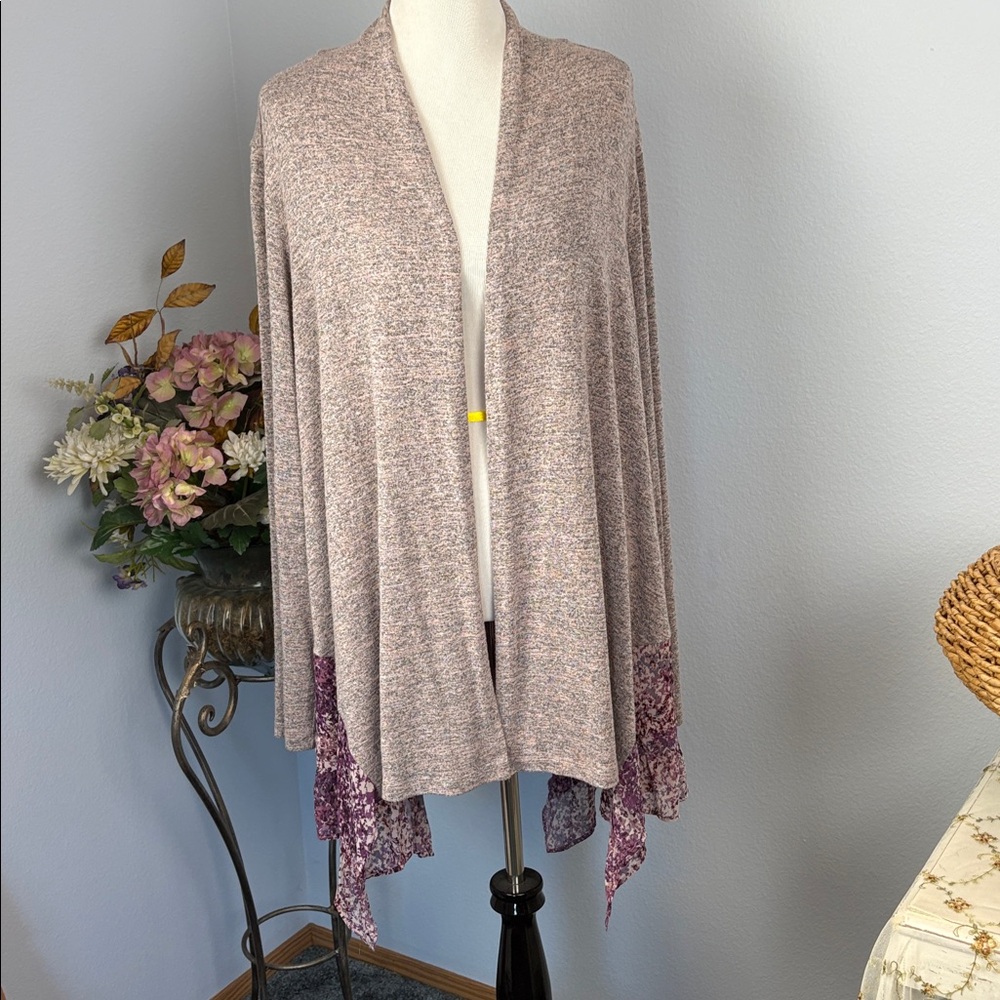 LOGO by Lori Goldstein Pink and Purple Cardigan 3X